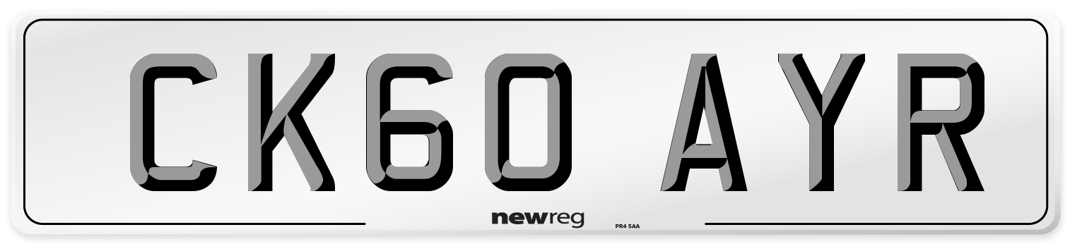CK60 AYR Number Plate from New Reg
